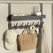 Over Door Hook for Hanging, over The Door Hooks, over The Door Towel Rack for Bathroom with 7 Coat Hooks and A Storage Shelf, Coat Rack