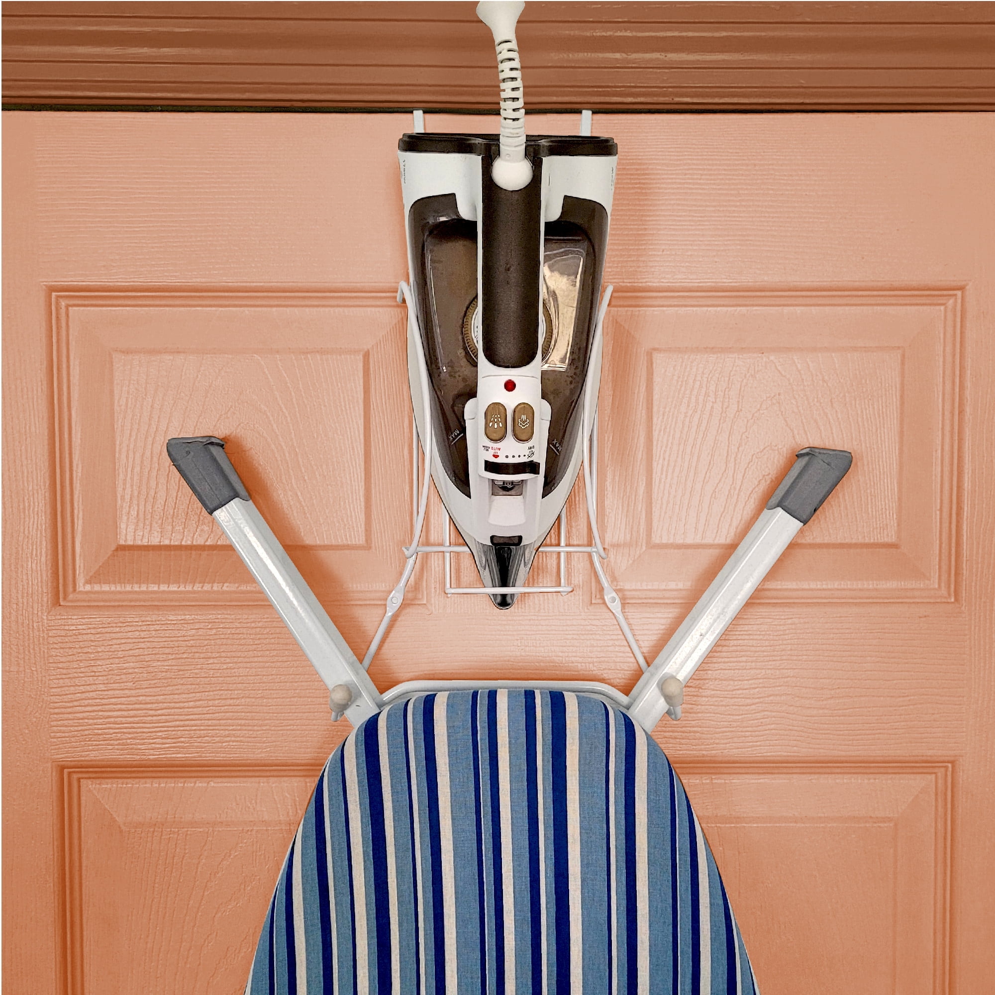 Over The Door Iron Board Caddy - Iron and Ironing Board Storage Organizer