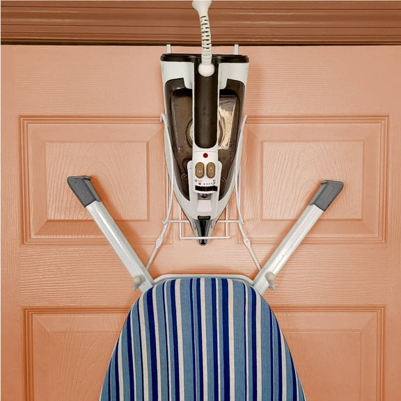 Over The Door Iron Board Caddy - Iron and Ironing Board Storage Organizer