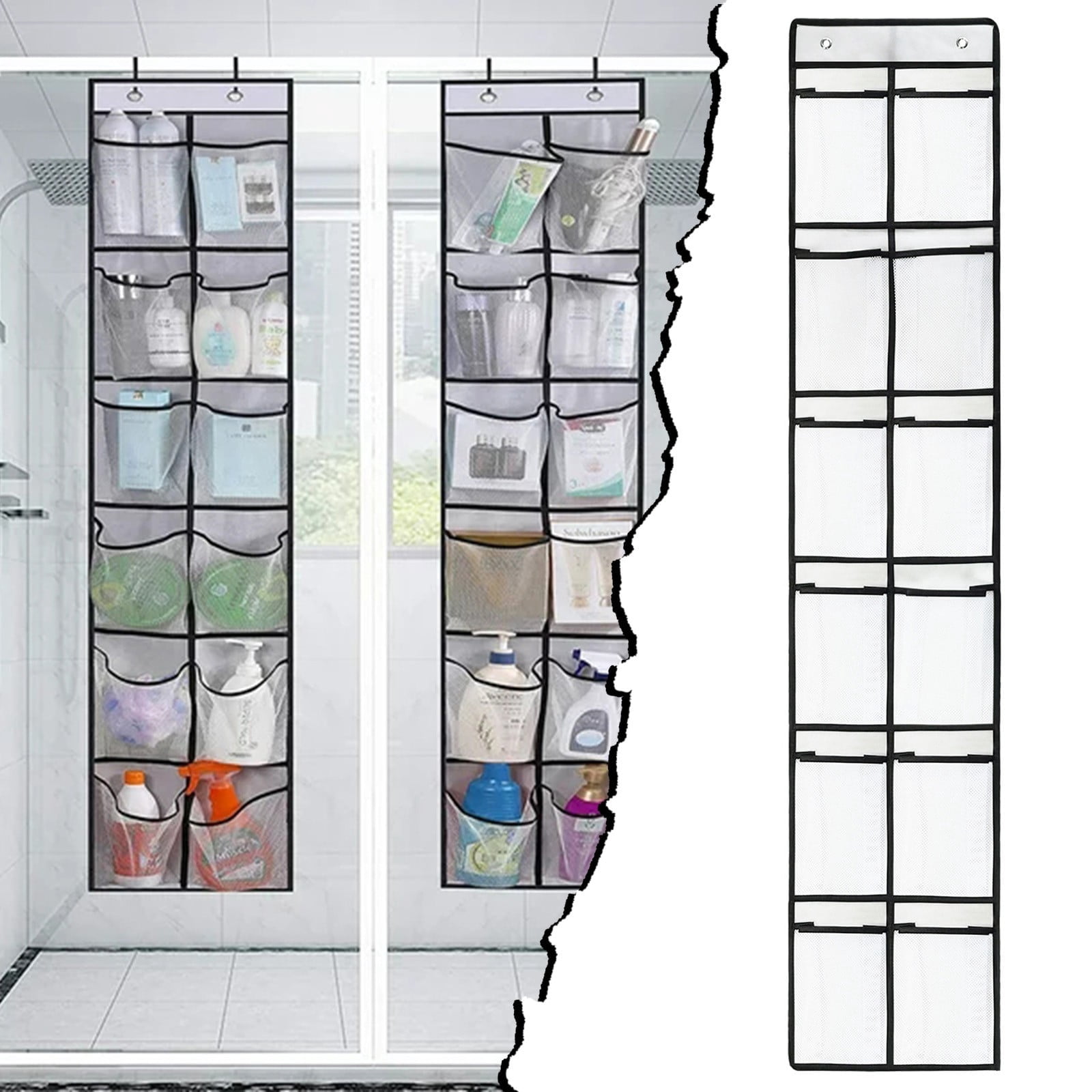 Over The Door Mesh Shoe Organizer with 12 Pockets Hanging Narrow Closet