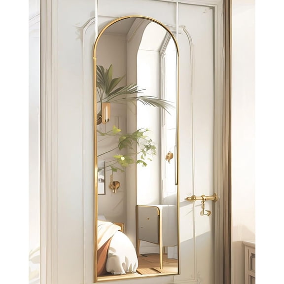 Over The Door Mirror - 16"x50" Arched Full  Mirror,