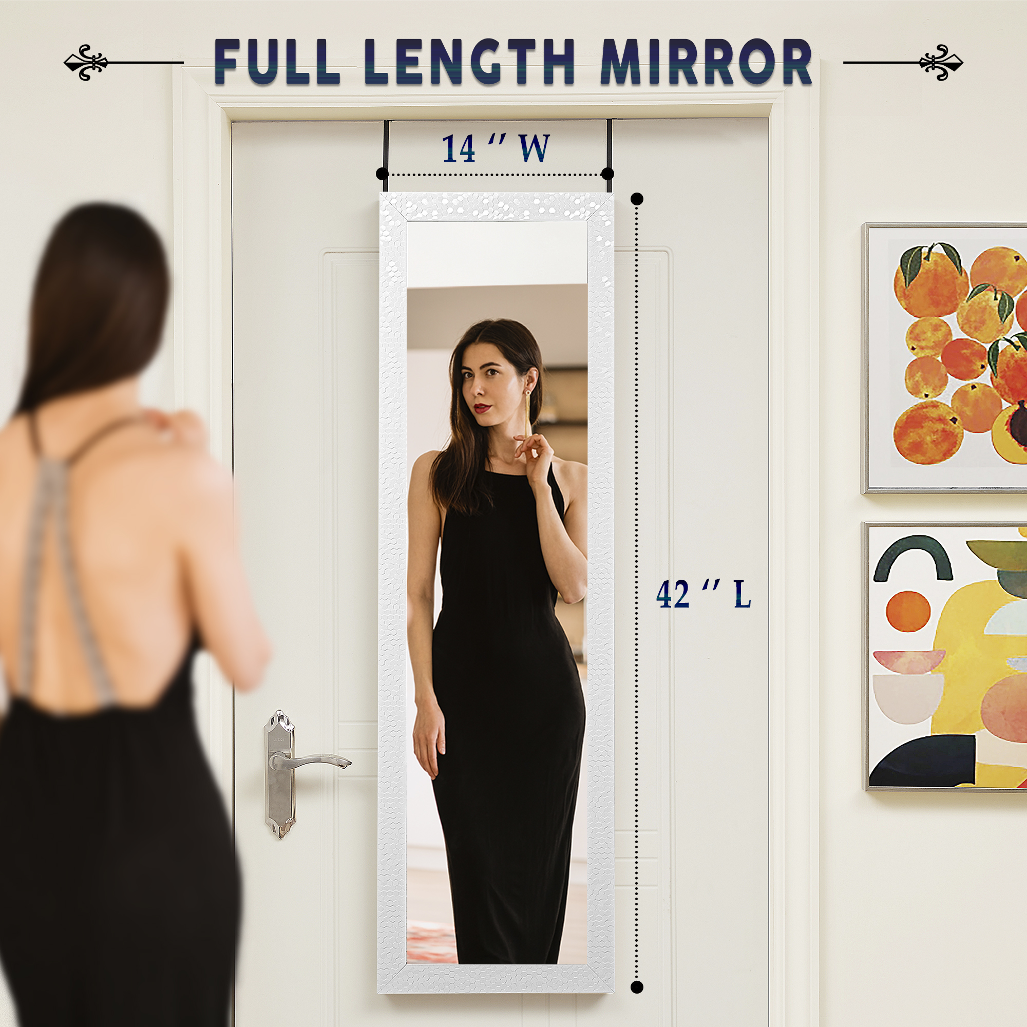 Over The Door Mirror, Full Length Mirror, Mosaic Style Wall Mirror