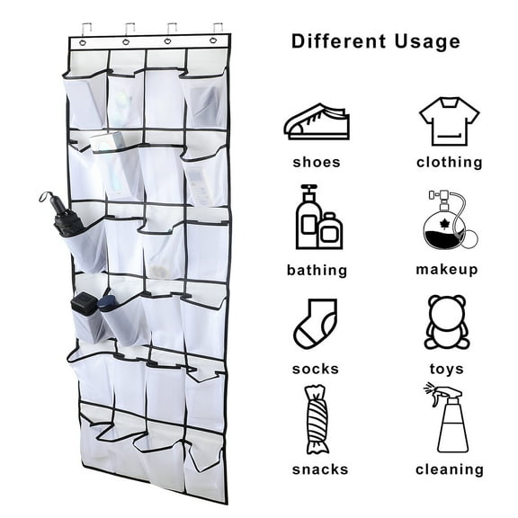 Over The Door Organizer 24 Large Mesh Pockets Hanging Shoe Rack Sock Underwear Jewelry Storage Hanging Closet Organizer with Hook