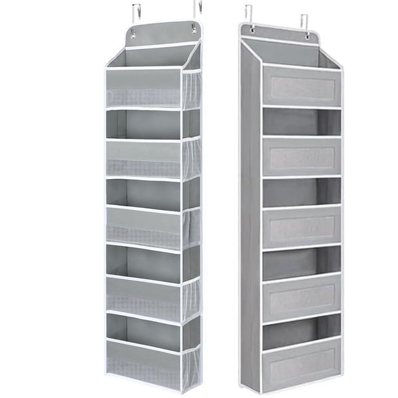 Over The Door Organizer, 5-Tier Hanging Storage with 5 Pockets & 5 Side Pockets, No-Drill Door Shelf for Bathroom, Bedroom