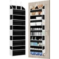 thumbnail image 1 of Over The Door Organizer with 5 Pockets 10 Mesh Side Pockets, 44 lbs Weight Capacity Door Organizer Hanging Shoe Rack for Closet, Black, 1 of 6
