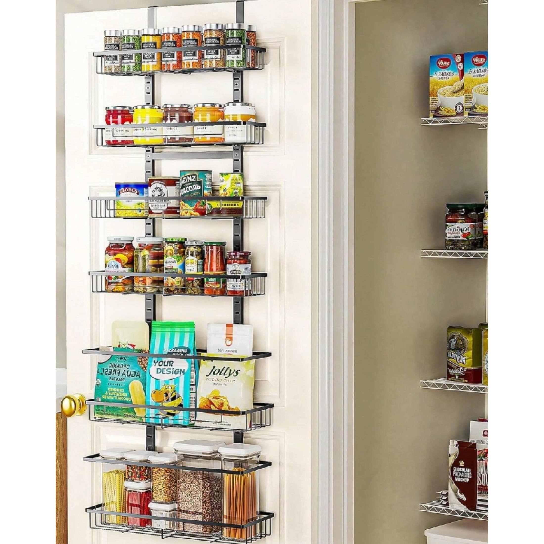 Metal Racking Pantry 6-Tier Black Metal Pantry Organizers and Spice Rack - Walmart.com