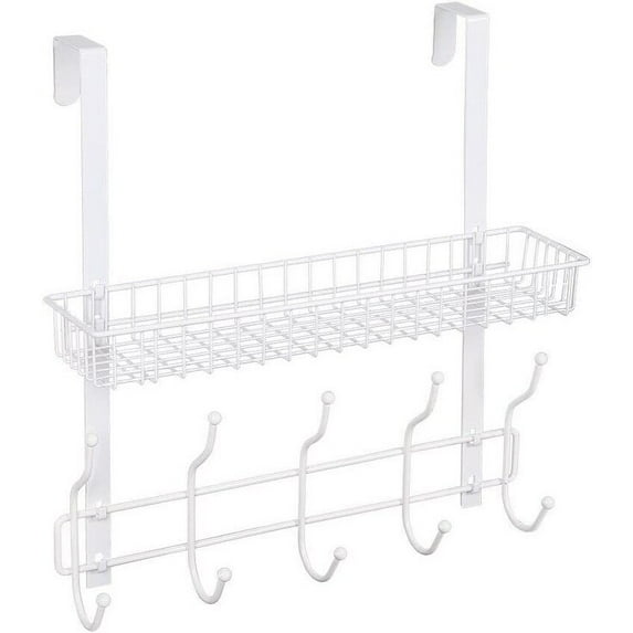 Over The Door Shelf Organizer with 5 Hook White