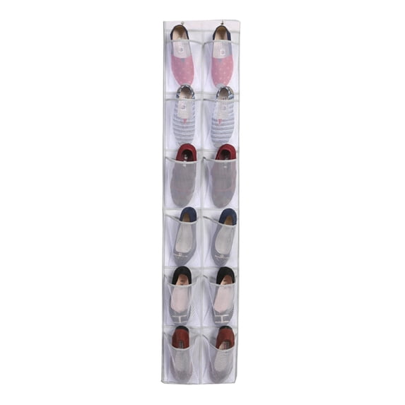 Over The Door Shoe Organizer 12 Large Mesh Pockets Hanging Narrow Closet Door for Closet Organizers and Storage(4 colors)