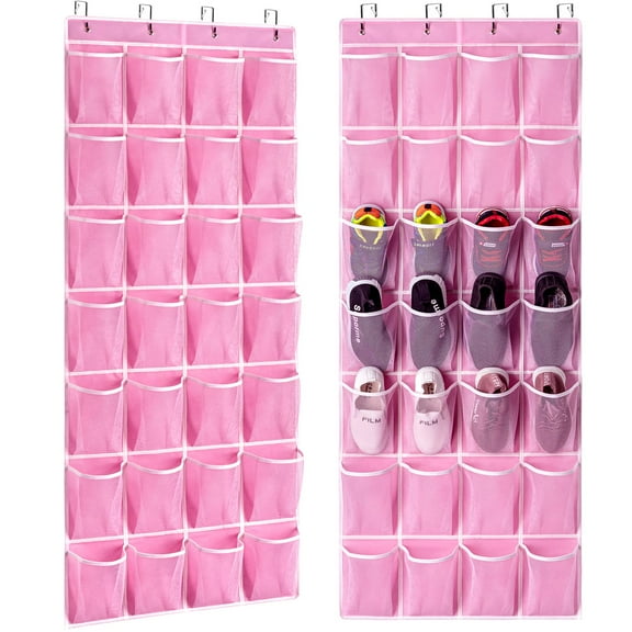 Over The Door Shoe Organizer 2 Pack,Mesh Pockets Hanging Shoe Rack Over The Door,Shoe Storage Closet