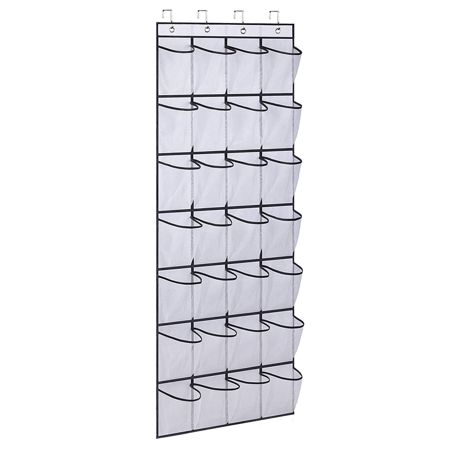 Over The Door Shoe Organizer 24 Mesh Pockets Hanging Shoe Rack,White