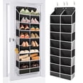 thumbnail image 1 of Over The Door Shoe Organizer with 16 Large Pockets, Hanging Shoe Rack for Closet Door, Space Saving Shoe Storage for Boots, Heels & Sneakers, Black, 1 of 7