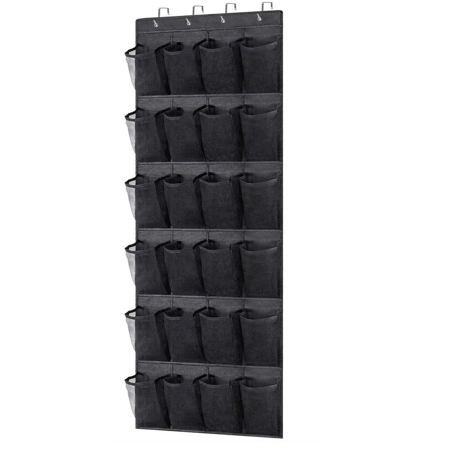 Over The Door Shoe Organizer - 24 Extra Large Mesh Pockets, 65.4" X 23.6", Gray, With 4 Metal Hooks