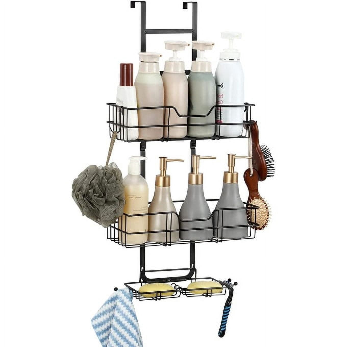 Over The Door Shower Caddy with Hooks Black - Walmart.com