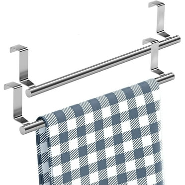 Over The Door Towel Rack, 14" Stainless Steel Kitchen Hand Towel Holder Hanger Organizer, Hand Towel Rack 2 Pack