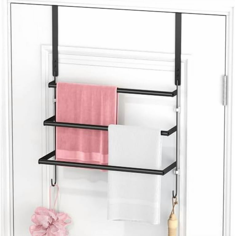 Over The Door Towel Rack, 24 Inch Towel Rack with Hooks for Door