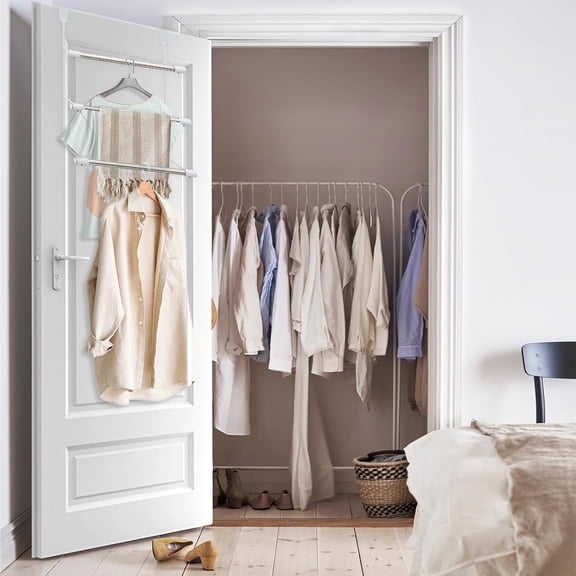 Over The Door Towel Rack, 3 Tier Stainless Steel Bathroom Towel Holder, Heavy Duty Space Saving Organizer No Drill Towel Rack