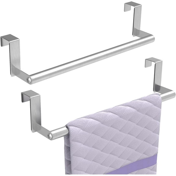 Over The Door Towel Rack, Kitchen Towel Holder Over Cabinet Door Towel Bar Stainless Steel for Cupboard for Kitchen Dish Towel Holder Hanger, 2 Pack