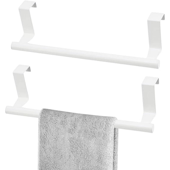 Over The Door Towel Rack, Kitchen Towel Holder, Stainless Steel Dish Towel Holder, Over Cabinet Towel Bar for Bathroom Cupboard, 2 Pack