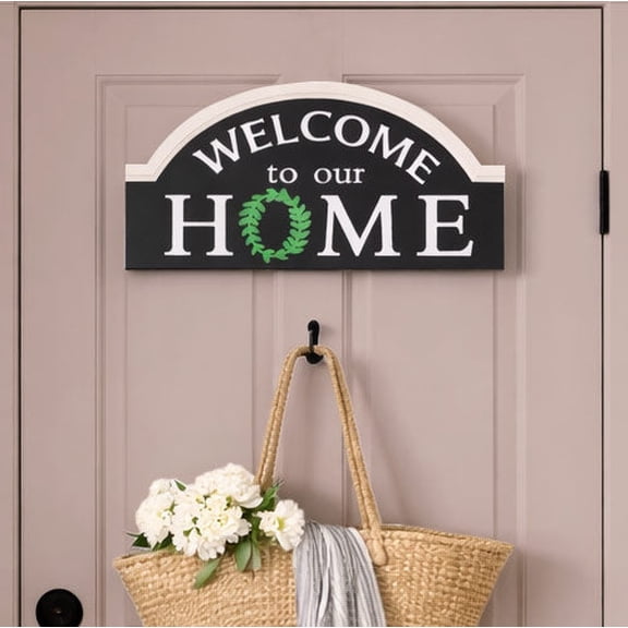 Welcome To Our Home Black Doorway Sign