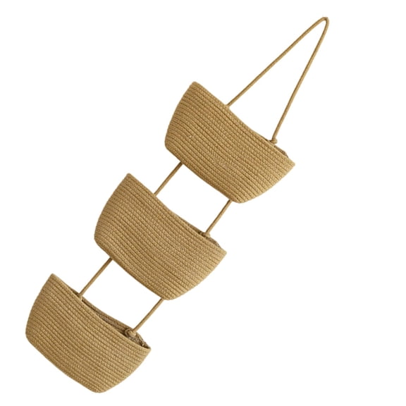 Over The Door Woven Wall Mounted Storage Organizer Three Tier Hanging Nursery Decorative Food Container