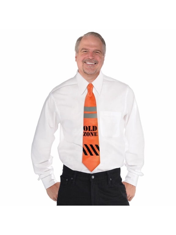 Over The Hill Construction Tape Tie - Old Zone Necktie Funny Party Accessory