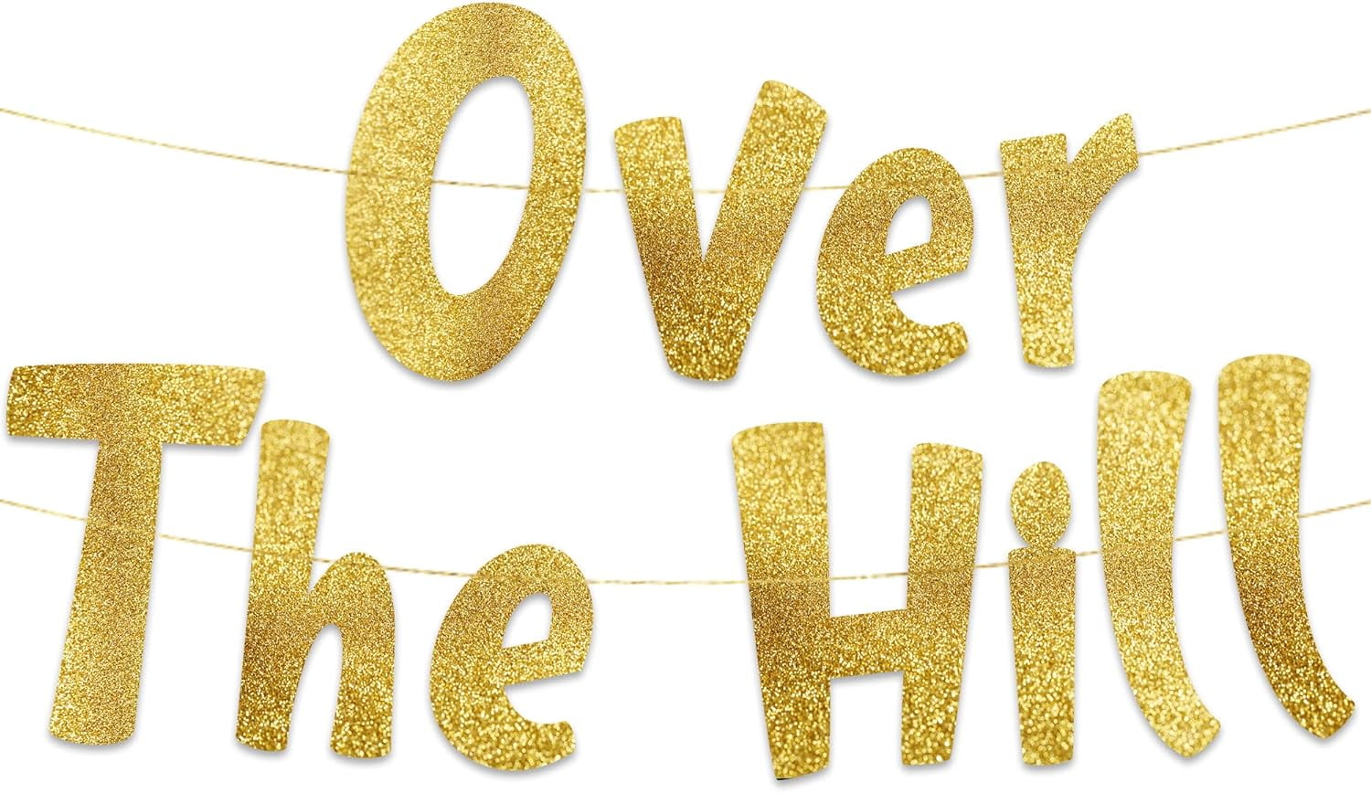 Over The Hill Hilarious Adult Birthday Gold Glitter Banner - Funny Birthday  and Retirement Party Supplies, Ideas, Gifts and Decorations, image size:1500x868