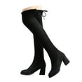 thumbnail image 1 of Over The Knee Boots for Women Black Suede Block High Heel Winter Fall Long Tall Dress Boots Ladies, 1 of 7