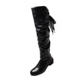 thumbnail image 1 of Over The Knee Boots for Women Slouchy Round Toe Low Flat Heel Lace Up Tall Booties 39, 1 of 6