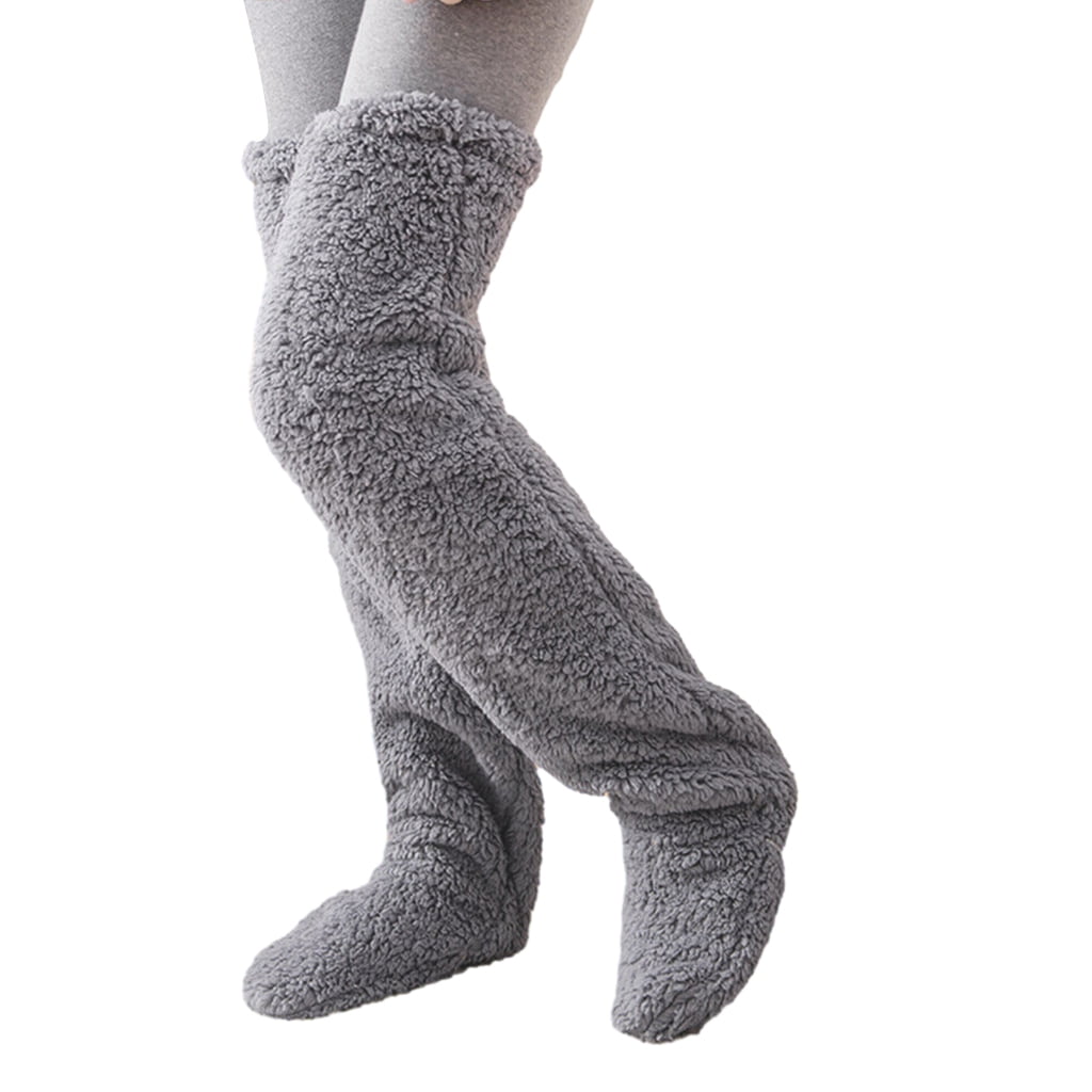 Over The Knee High Fuzzy Socks Winter Home Sleeping Socks Plush Slipper ...