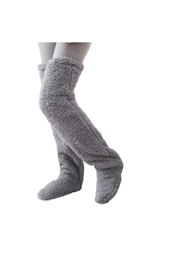 Over The Knee High Fuzzy Socks Winter Home Sleeping Socks Plush Slipper Stockings Furry Long Leg Warmers For Women Men