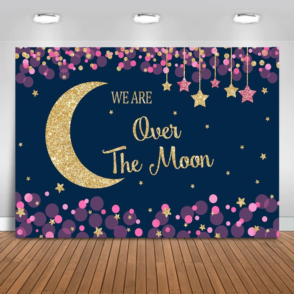 Over The Moon Baby Shower Backdrop Twinkle Star Baby Shower Party