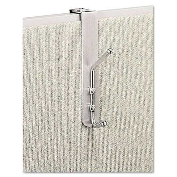Over-The-Panel Double-Garment Hook, Satin Aluminum/chrome | Bundle of 5 Each