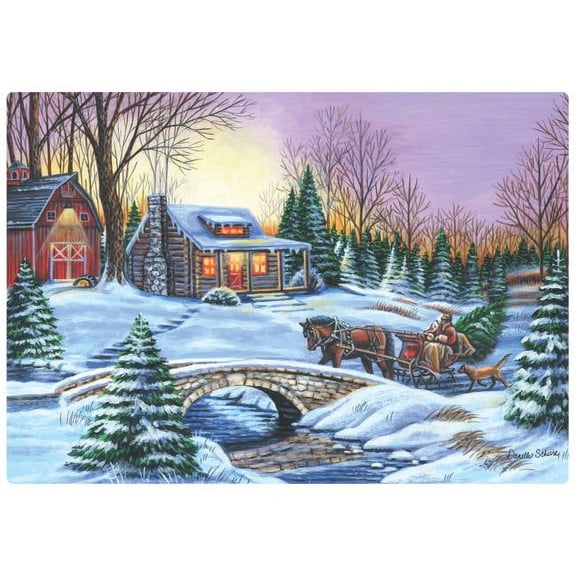 Over The River Winter Paper Placemats 50 Per Pack