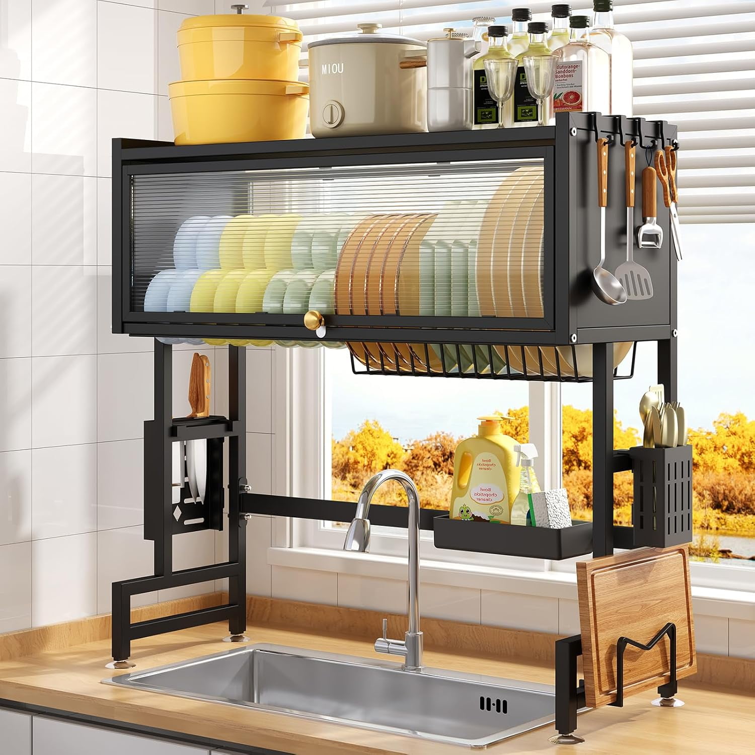 Over The Sink Dish Drainer Drying Rack, Snap-On Design Large Dish Racks ...