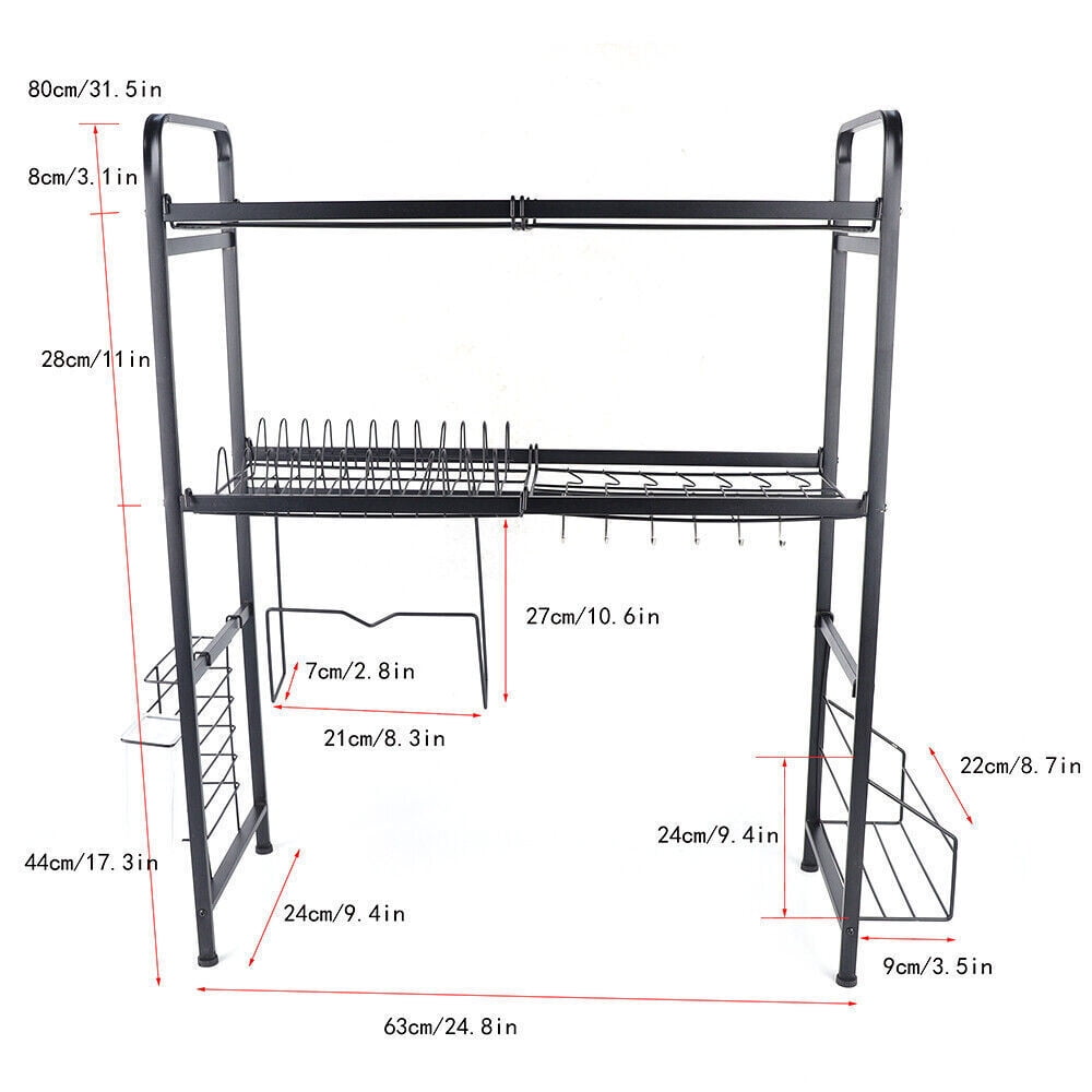 Over The Sink Dish Drying Rack 2 Tier Stainless Steel Above Sink Dish ...