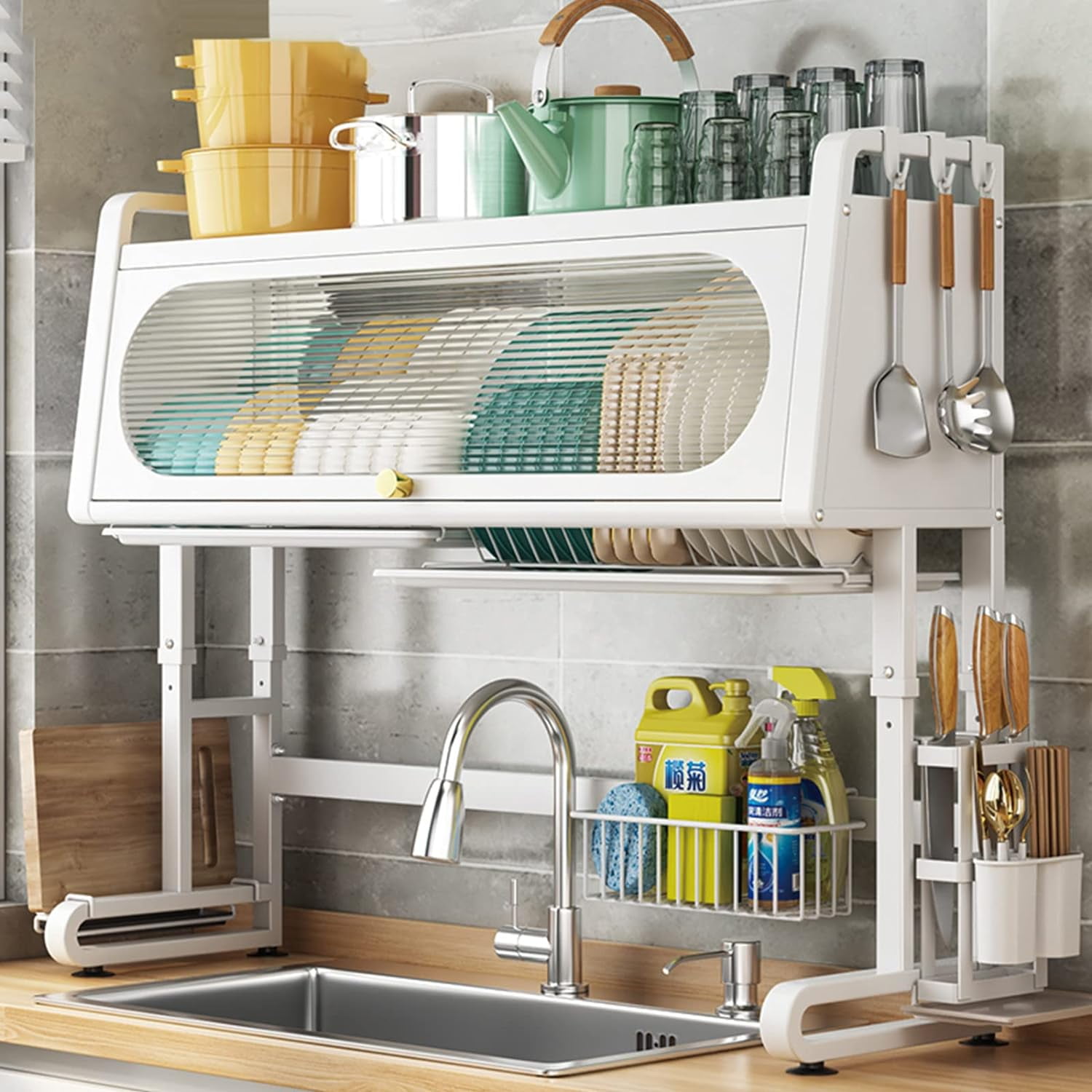 Over The Sink Dish Drying Rack 3 Tier Large Kitchen Sink Shlef Dish ...