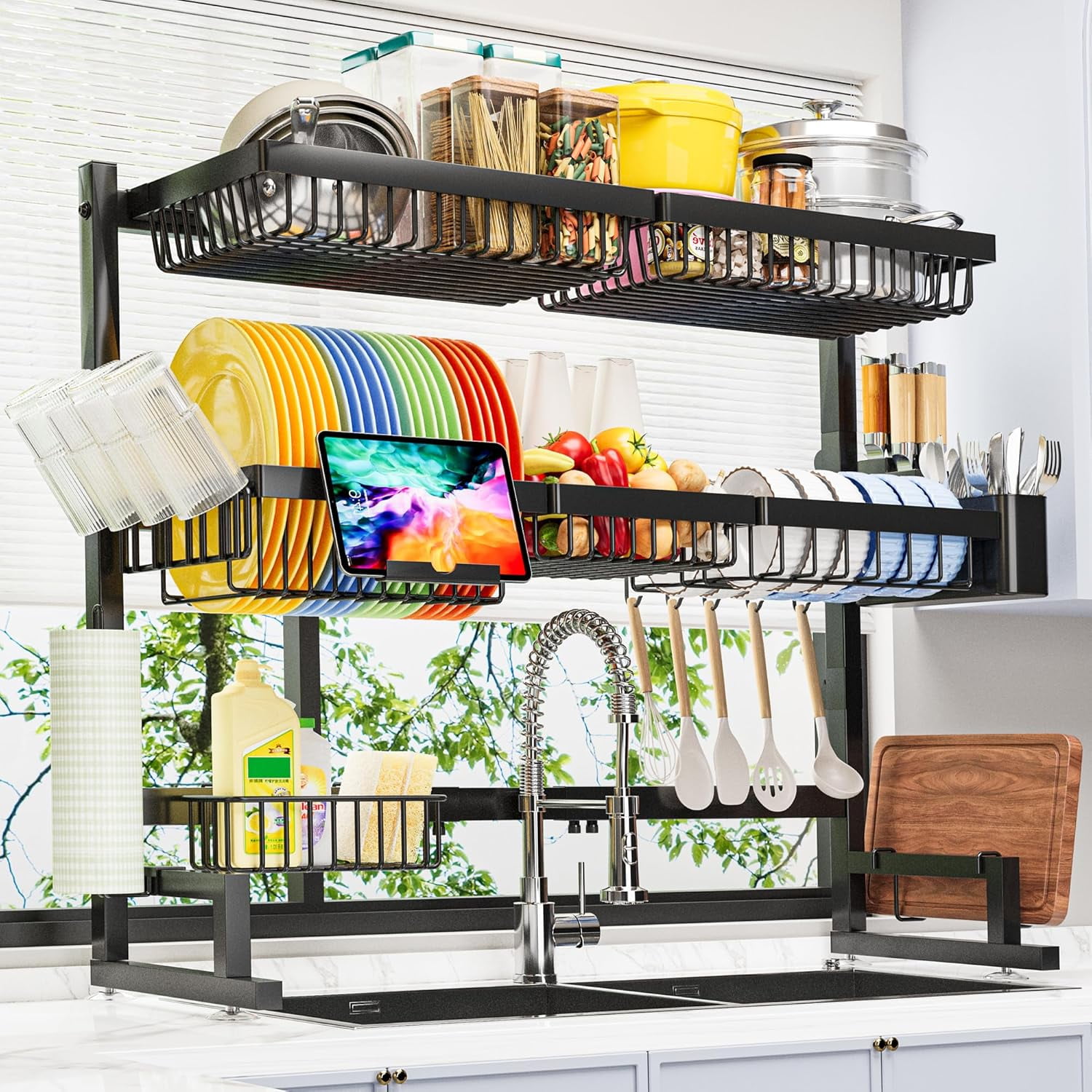 Over The Sink Dish Drying Rack (Expandable Height and Length) Snap-On ...