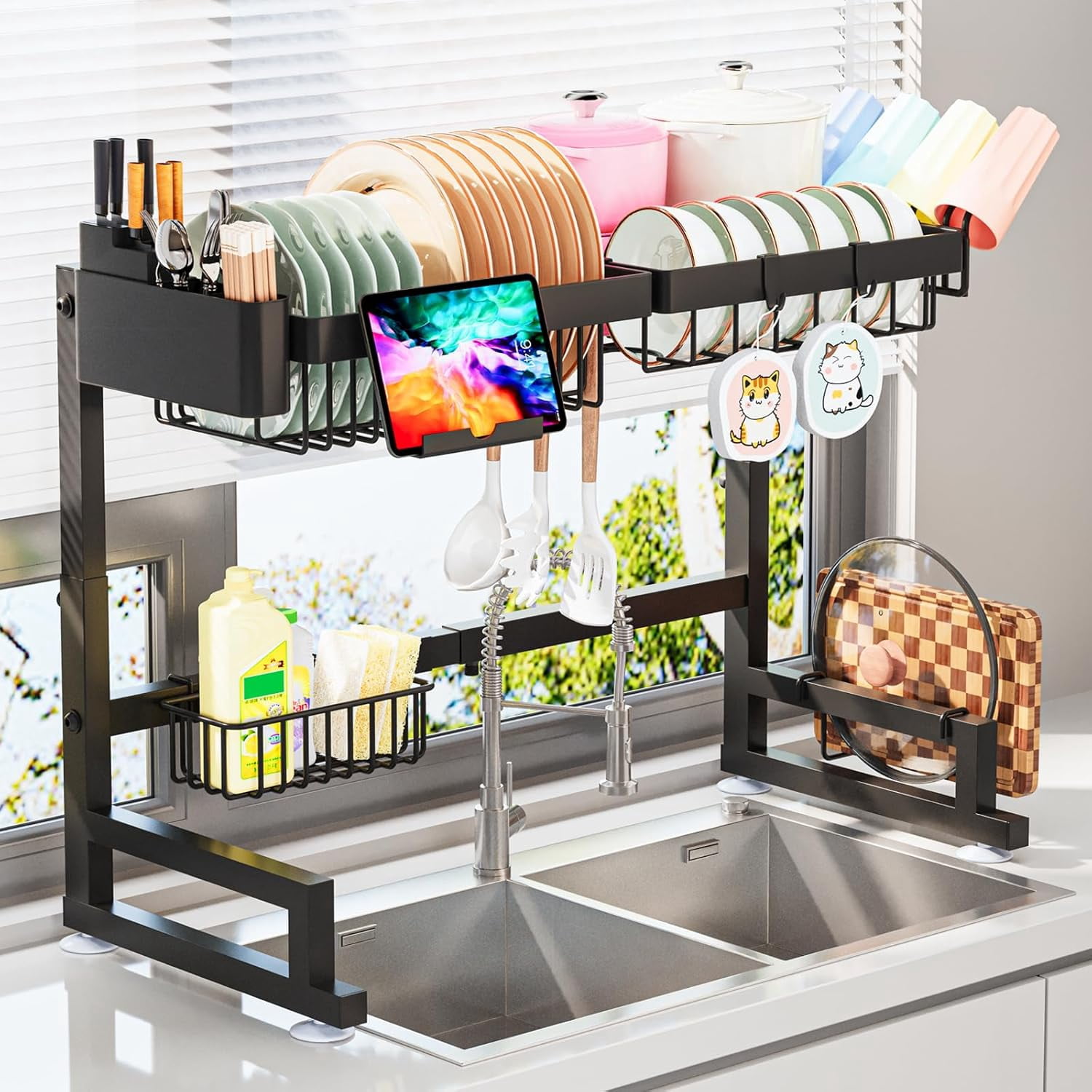 Over The Sink Dish Drying Rack, Expandable Height and Length, Snap-On ...