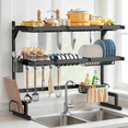 thumbnail image 1 of Over Sink Dish Drying Rack, WLRETMCI 3-Tier Kitchen Dish Drying Rack Metal Dish Drainer Organizer with 7 Removable Baskets for Countertop, Large Capacity, 1 of 7