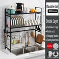 thumbnail image 1 of SAYFUT 2 Tier Dish Drying Rack, Over Si SAYFUT Drainer Shelf Utensils Holder Stainless Steel Display Stand Kitchen Space Saver Washing Organizer for Kitchen Counter, Single Slot/ Double Slot, 1 of 8