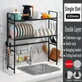 thumbnail image 1 of Over The Sink Dish Drying Rack ,with Adjustable Dish Drainer for Kitchen Organization Storage Shelf Dish with 5 Utility Hooks, 1 of 8