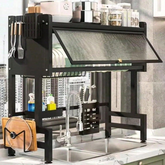 Over The Sink Organizer Rack - 2-Tier Space Saving Dish Drying Rack, Multi-Functional Kitchen Storage For Countertop & Cupboard