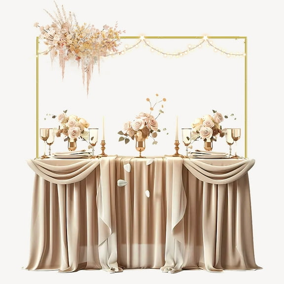 Over The Table Rod Stand with Clamps, Adjustable Metal Balloon Flower Decorating Arch for Wedding, Birthday, Party Decoration (Gold)
