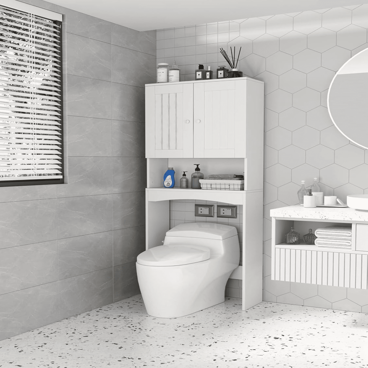 Over The Toilet 3 Tier Over Toilet Bathroom Organizer with Adjustable