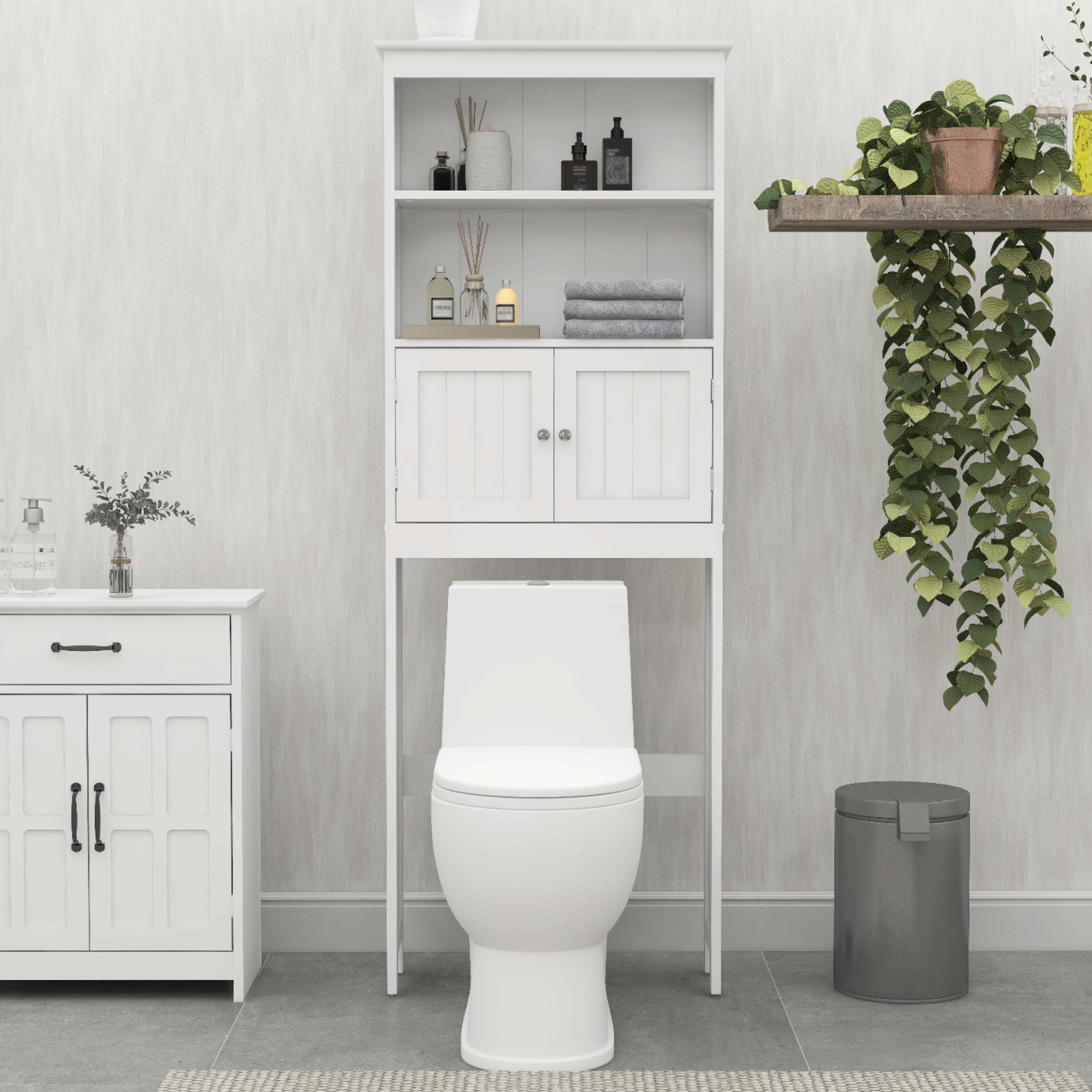 BAOYOUNI Scaffale 2 Livelli Per Bagno Sopra Lavatrice O Water, Ripiani Regolabili, Acciaio Inox, Avorio - 2