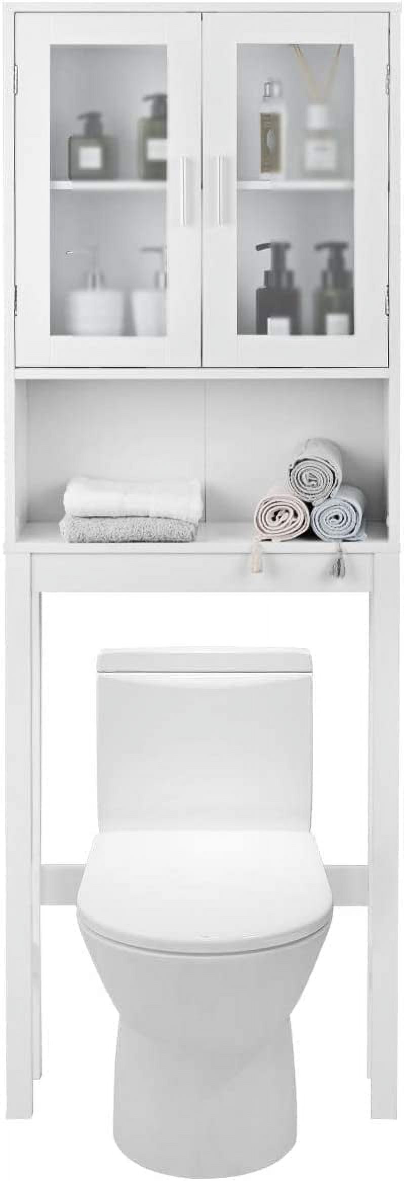 Over The Toilet Cabinet Bathroom Cabinet Organizer with 2 Moru Tempered ...