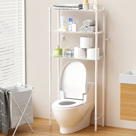 TINANA Metal Bathroom Stand: 3 Tier Over The Toilet Storage Shelves Multifunctional Bathroom Organizer Finishing Shelf, Space Saver Bathroom Shelf-White