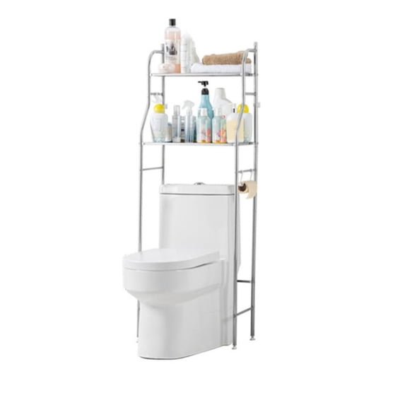 Over The Toilet Storage, 2-Tier Over Toilet Organizer Rack, Freestanding Above Toilet Shelf for Bathroom, Laundry, Space Saver, Stainless Steel