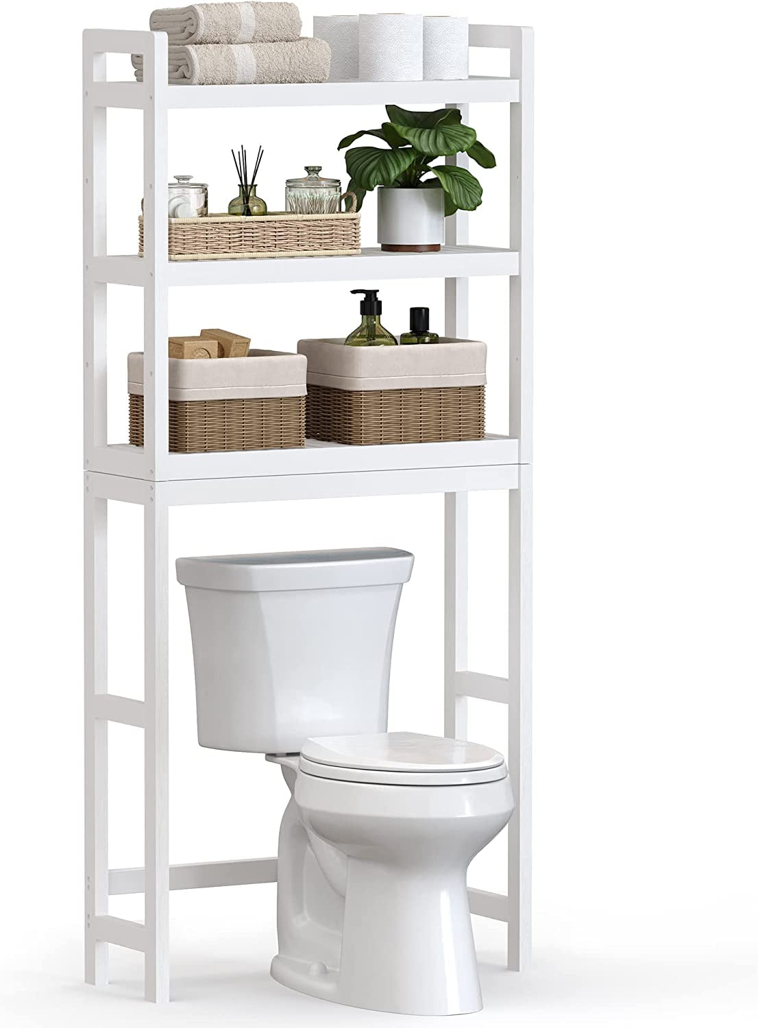 Over The Toilet Storage, 3-Tier Bamboo Over Toilet Bathroom Organizer ...