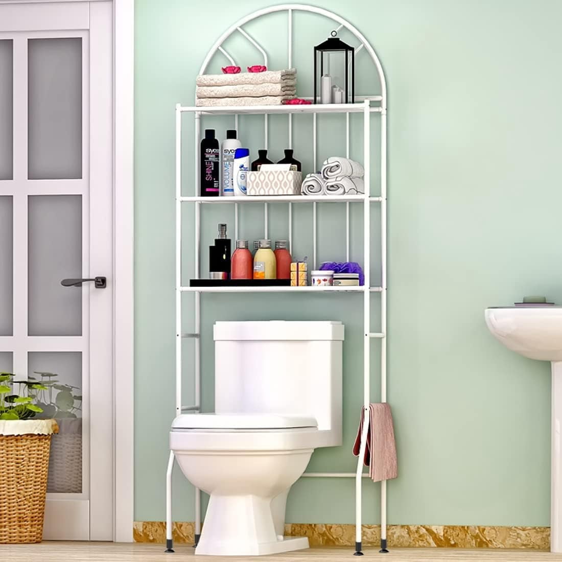Over The Toilet Storage, 3-Tier White Bathroom Shelf Space Saver ...